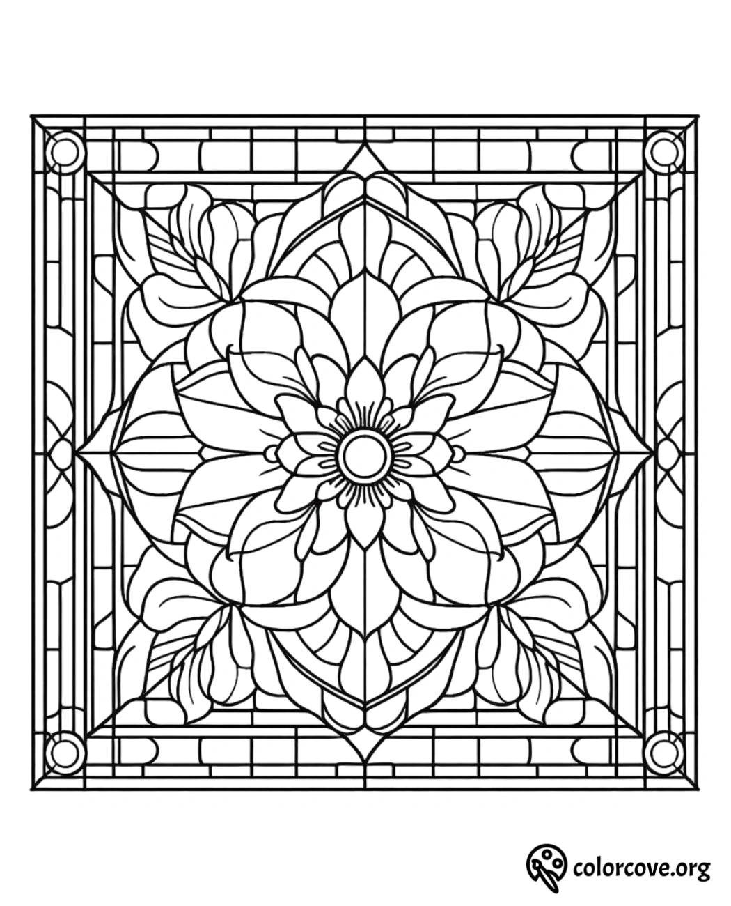 a black and white stained glass window