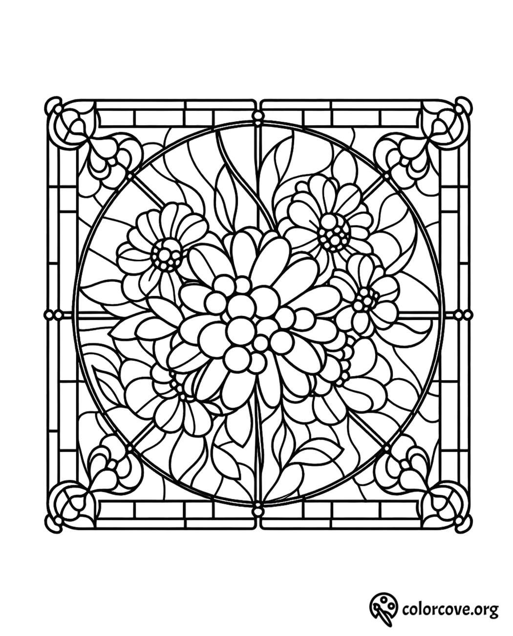 a black and white stained glass window