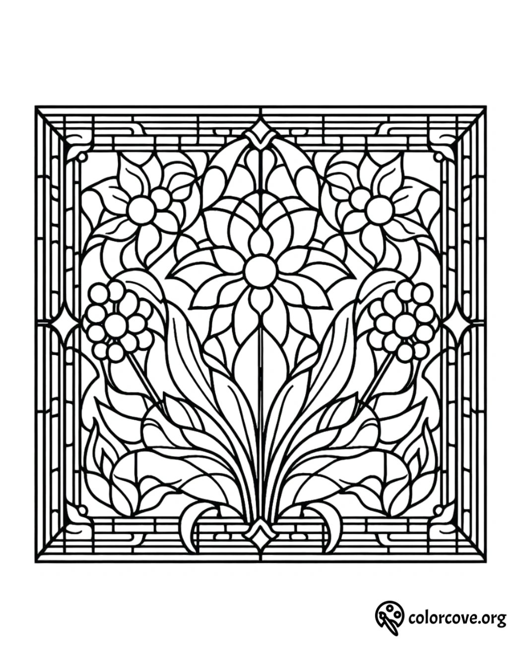 a black and white stained glass window