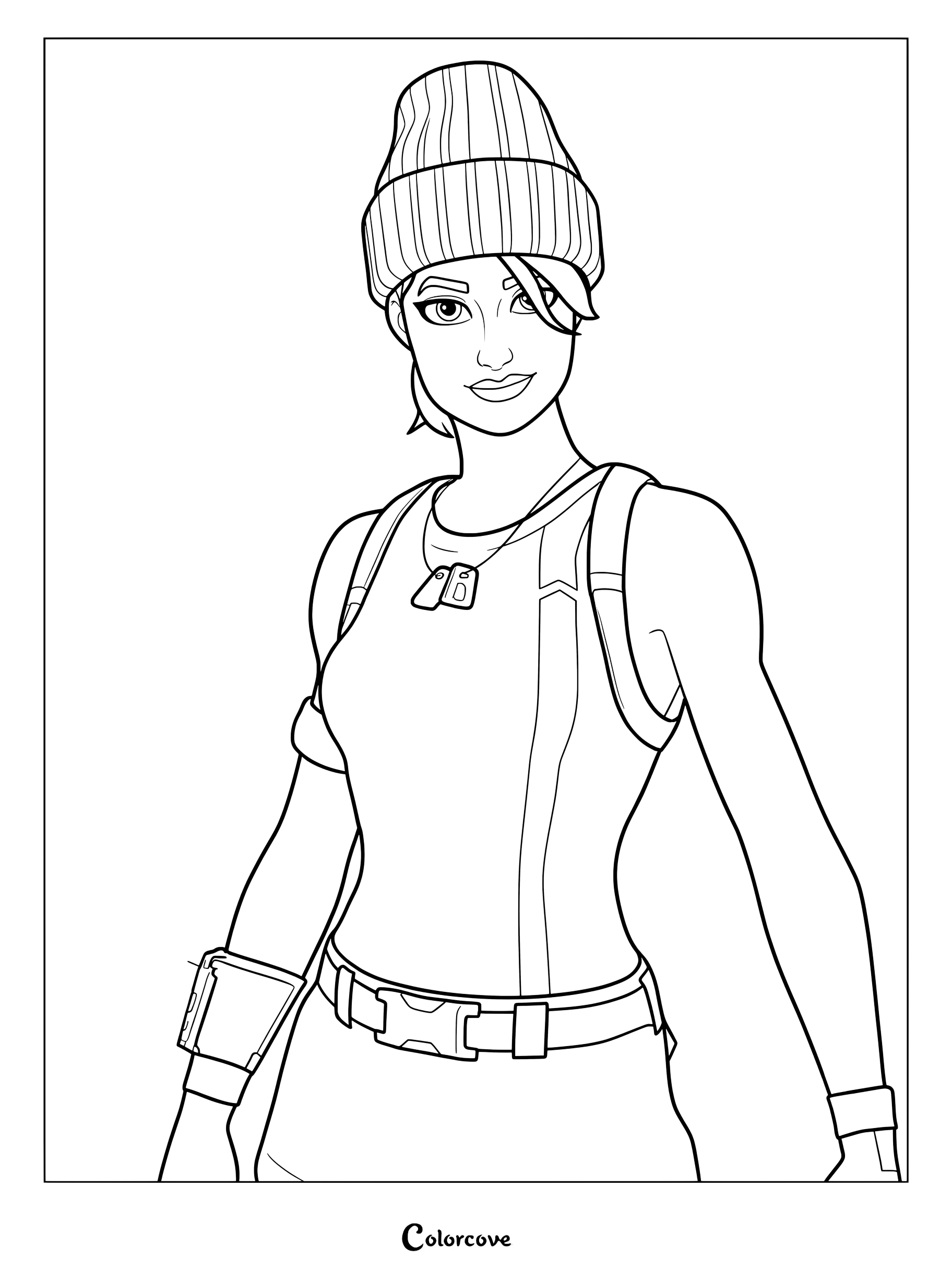 Coloriage du Chef d'équipe bleu portant un bonnet et un équipement tactique