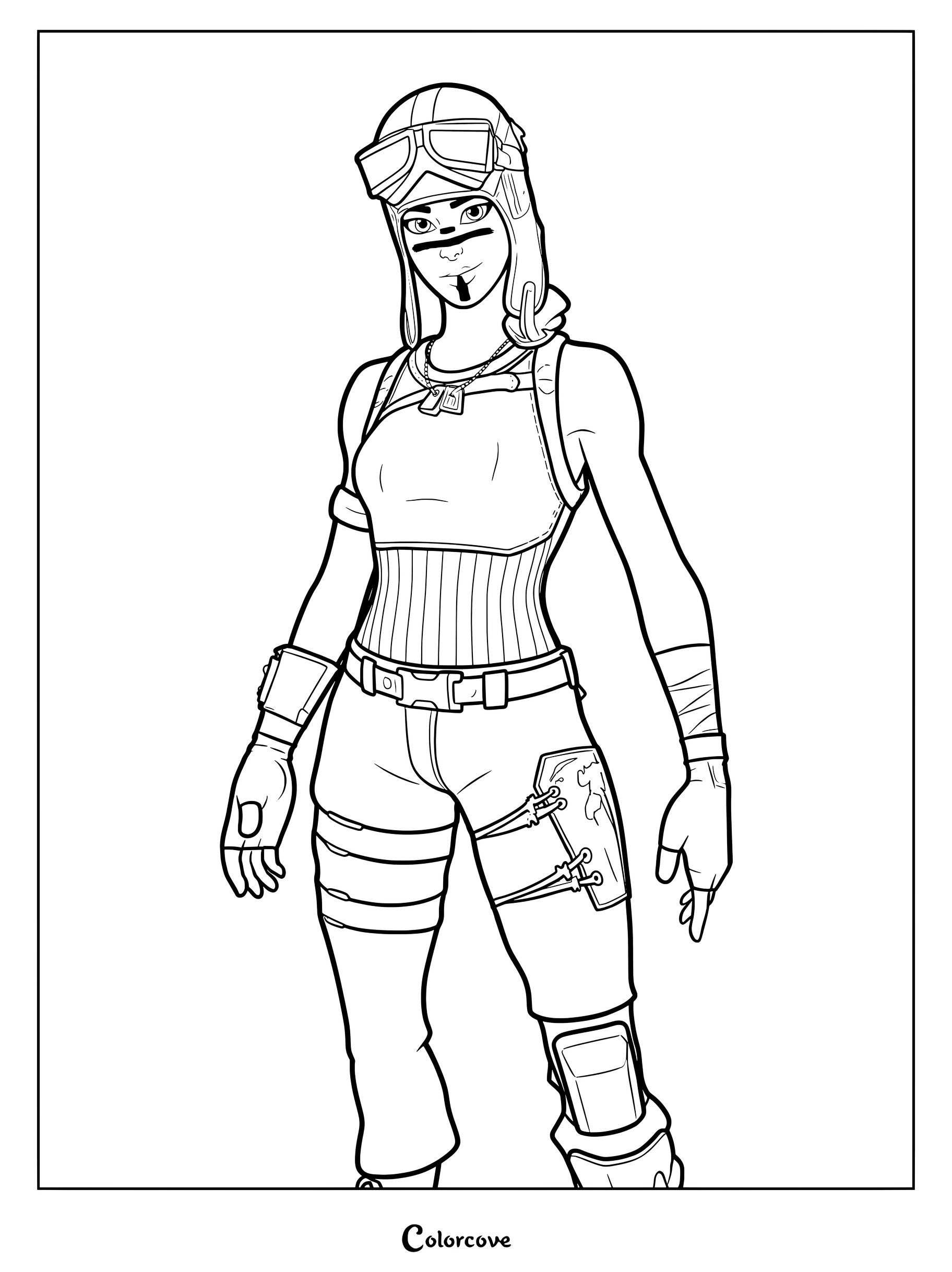 Coloriage du Skin Fortnite Reflex avec lunettes et tenue tactique