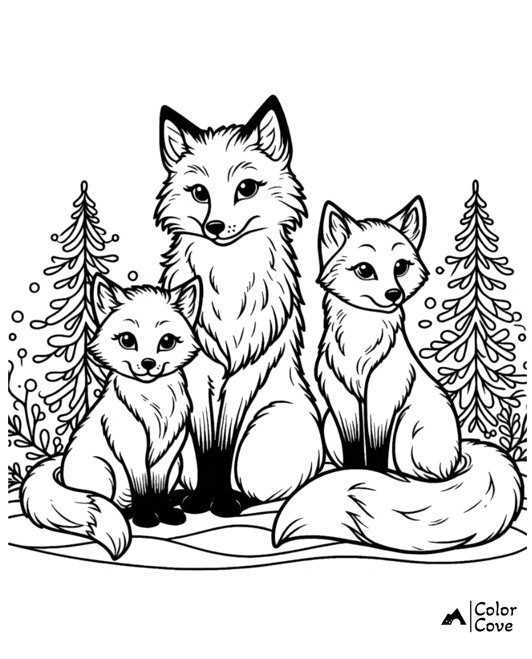 a group of foxes with a baby fox