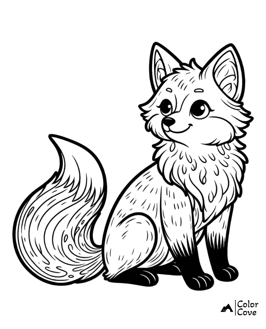 a black and white drawing of a fox