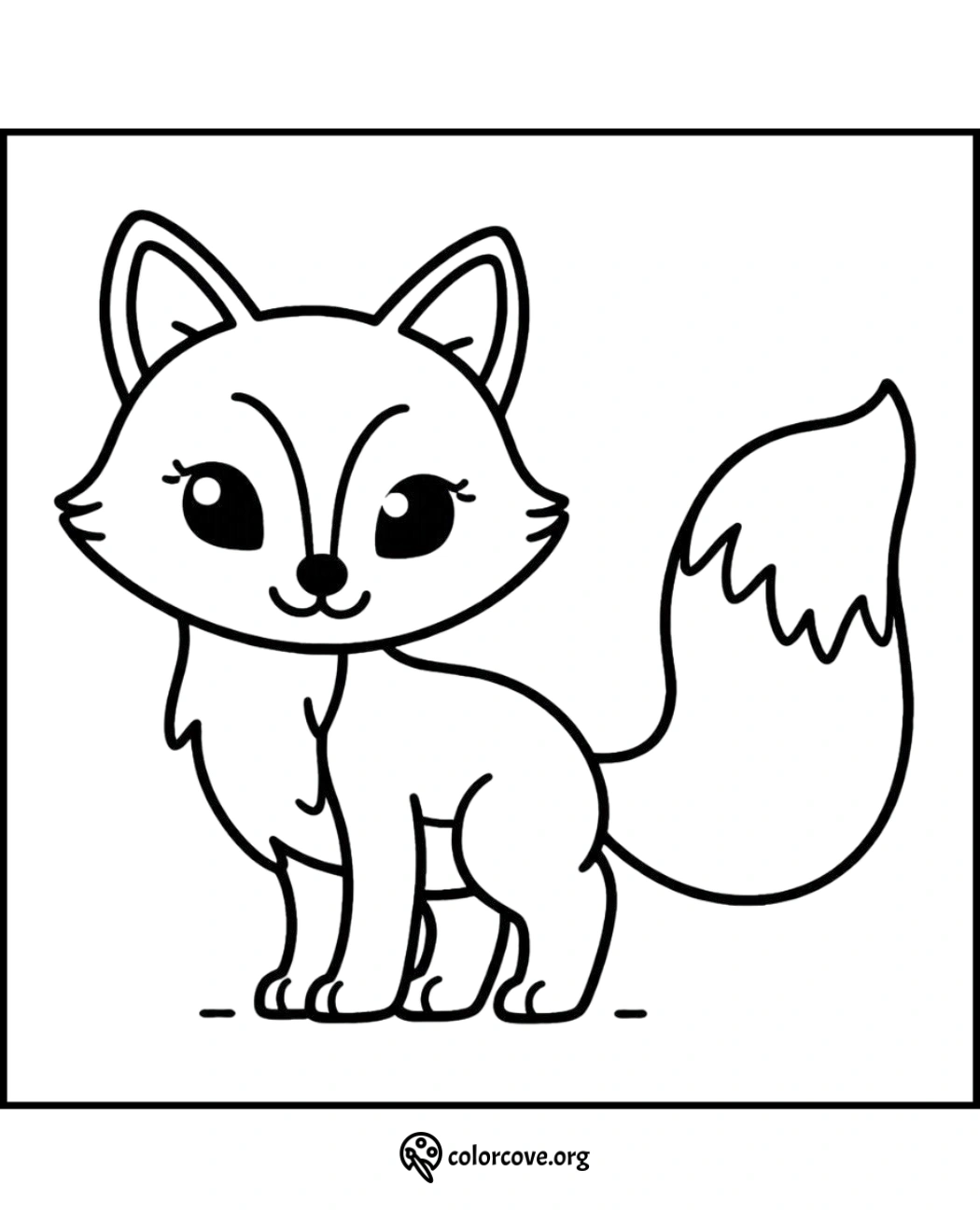 Cute fox coloring page for kids, printable animal drawing, fun activity for children, free download at colorcove.org.