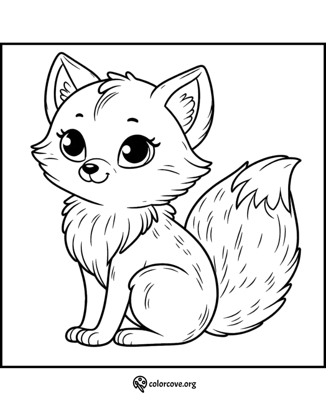 Adorable fox coloring page for kids and adults, perfect for creative and relaxing activity. Download and print for free!