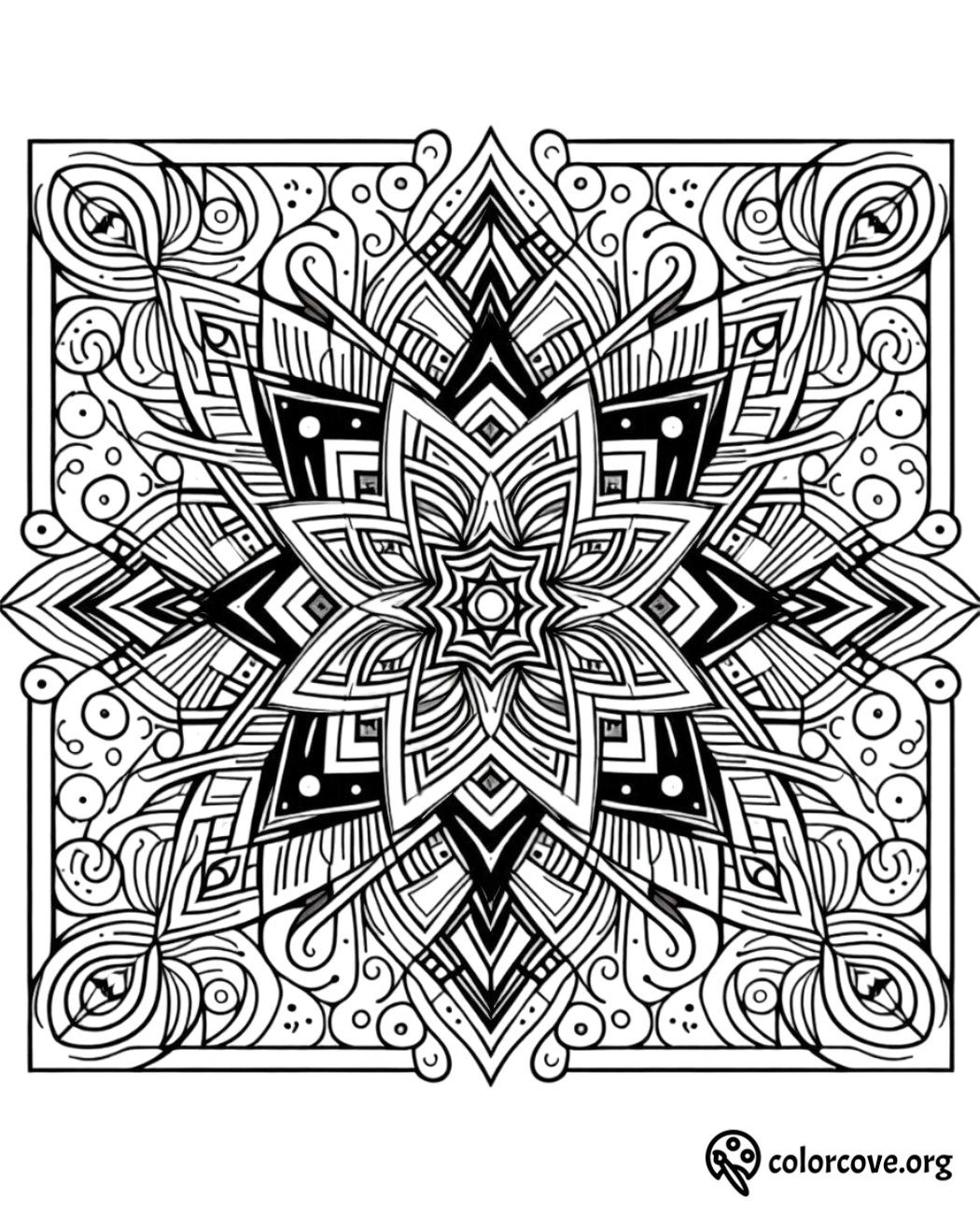 a black and white mandala