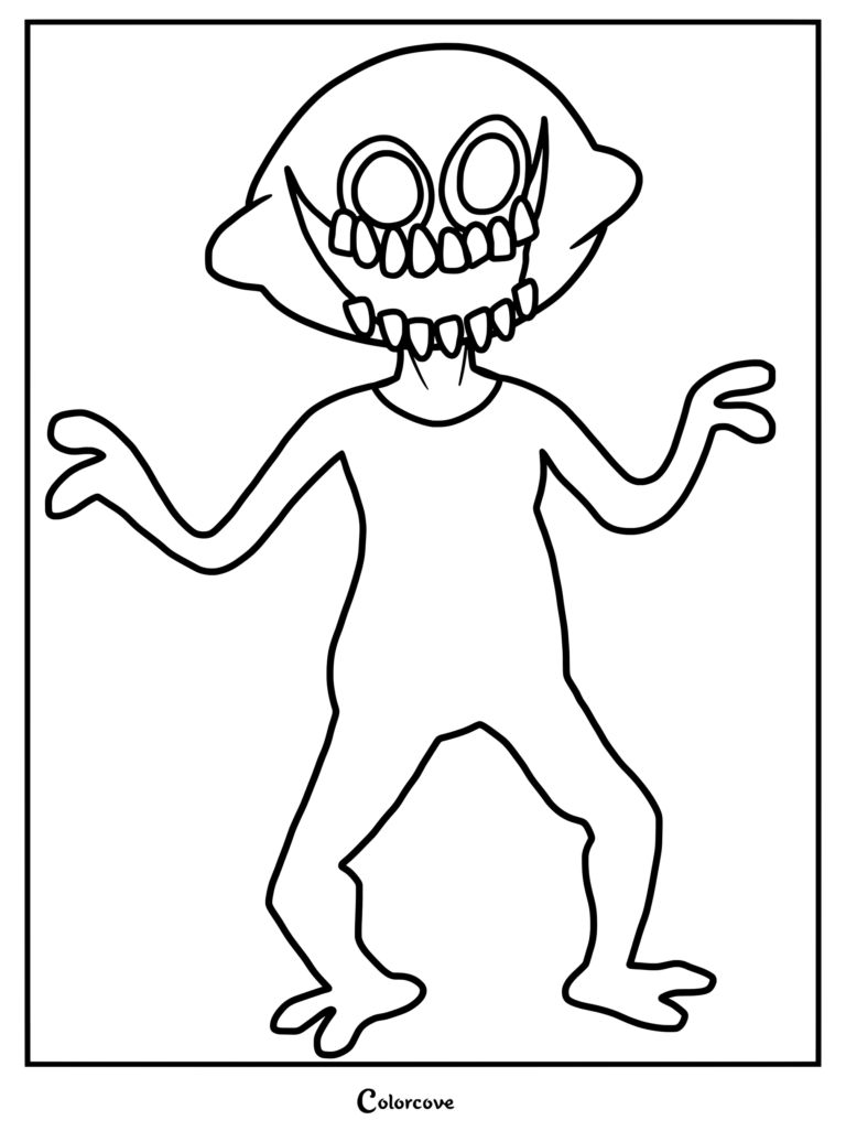 Coloriage de Monster (Lemon Demon) représentant la créature de Friday Night Funkin.