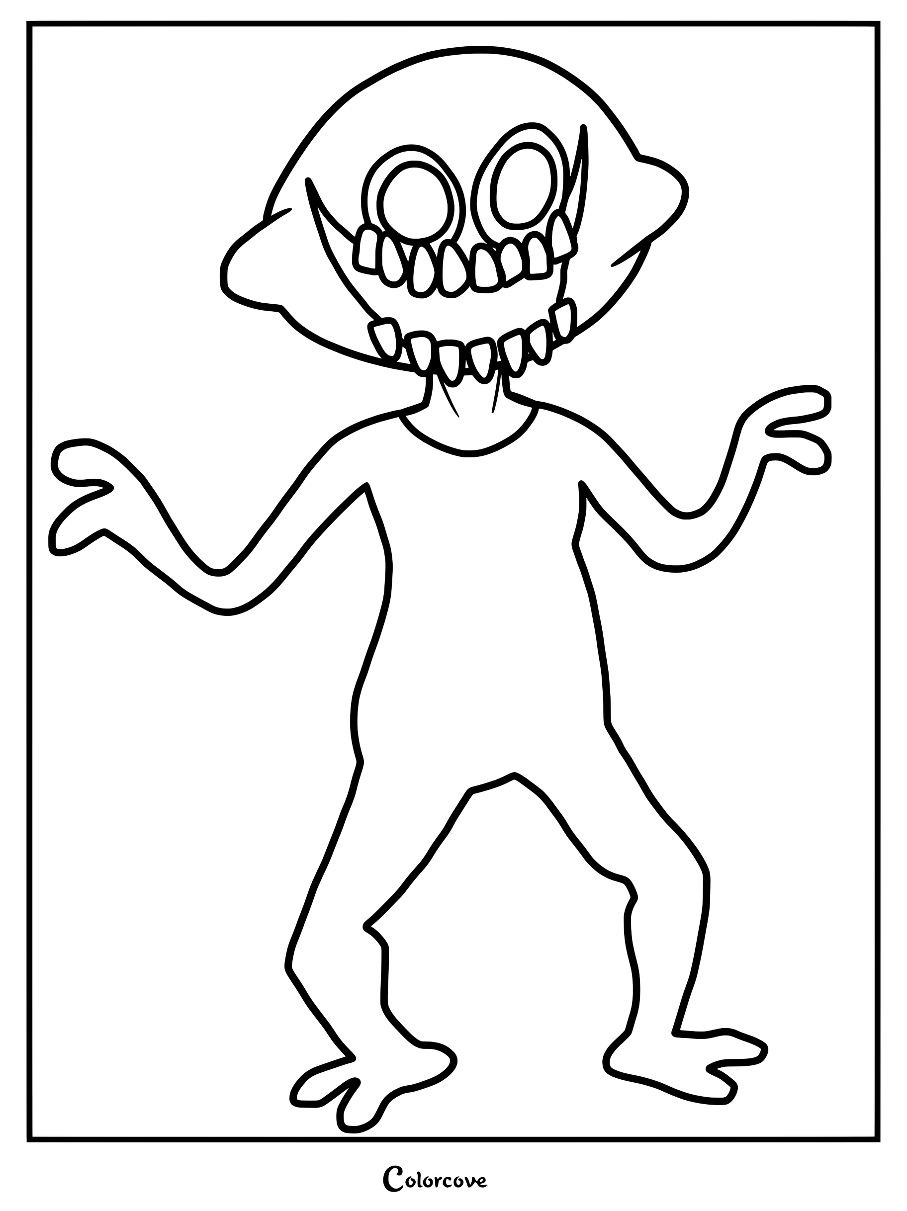 Coloriage de Monster (Lemon Demon) représentant la créature de Friday Night Funkin.