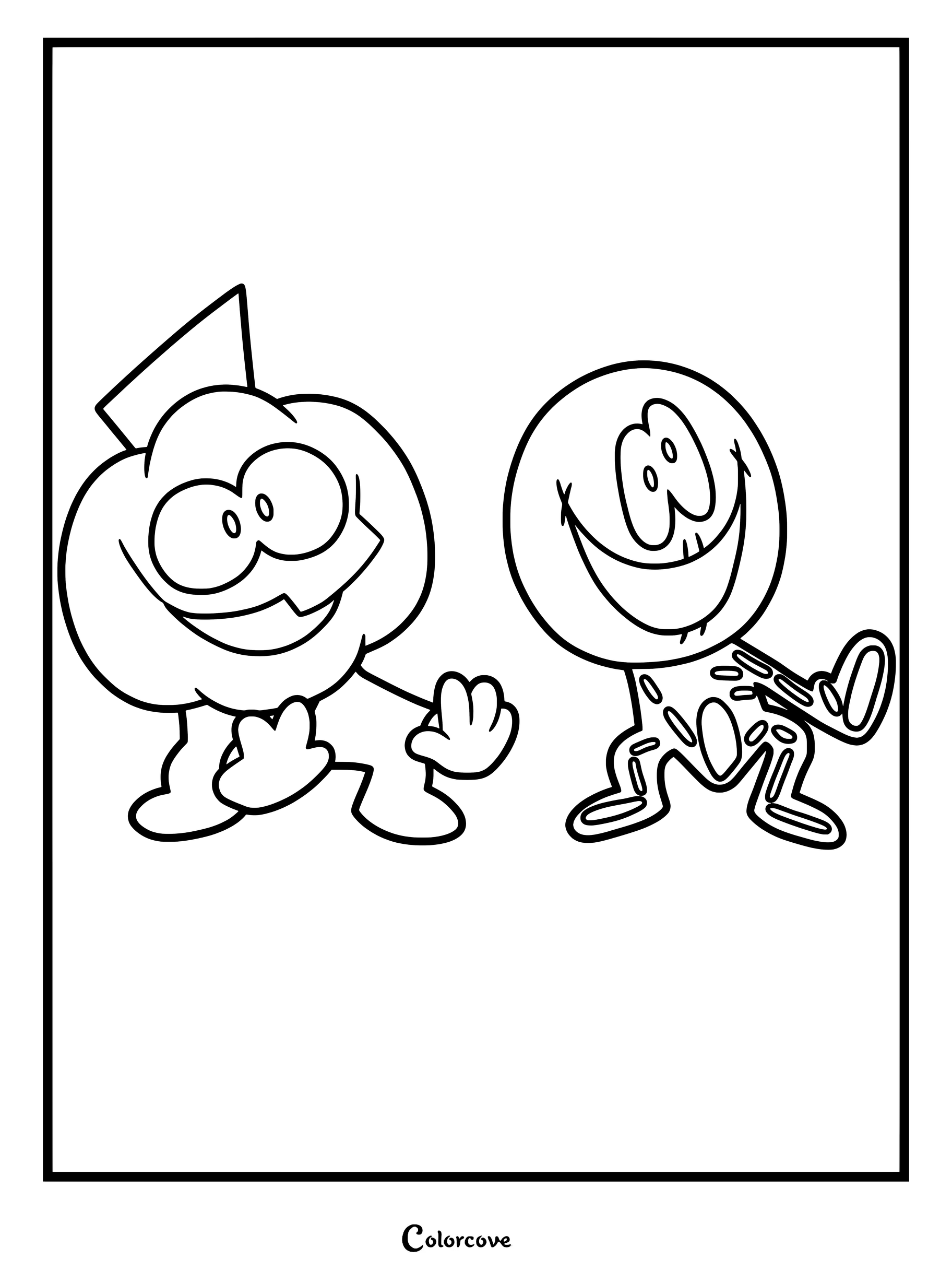 Coloriage Friday Night Funkin mettant en scène Skid et Pump faisant la spooky dance.