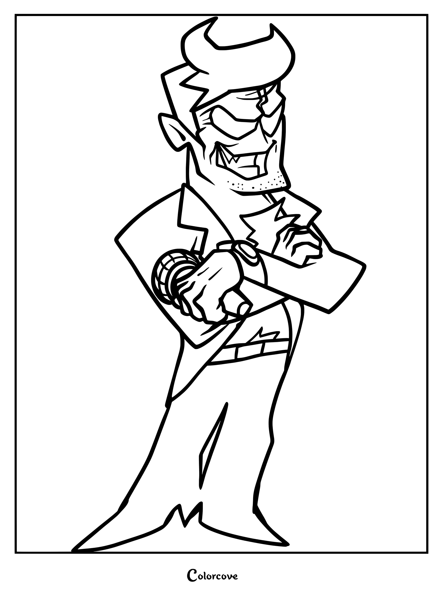 Coloriage de Daddy Dearest de Friday Night Funkin représentant le personnage posant les bras croisés