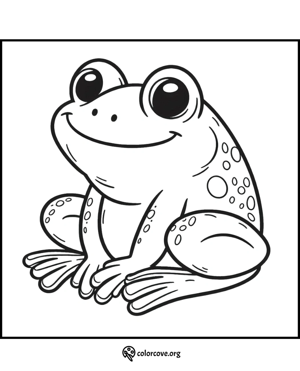 Cute frog coloring page for kids, perfect for fun and educational activities. Download and print free frog coloring sheets.