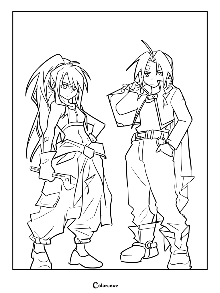 Coloriage d'Edward et Winry.