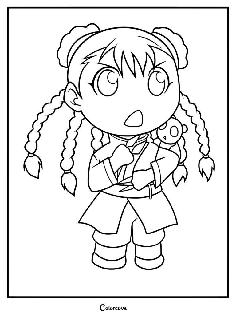 Coloriage d'une figurine chibi de May Chang de Fullmetal Alchemist: Brotherhood