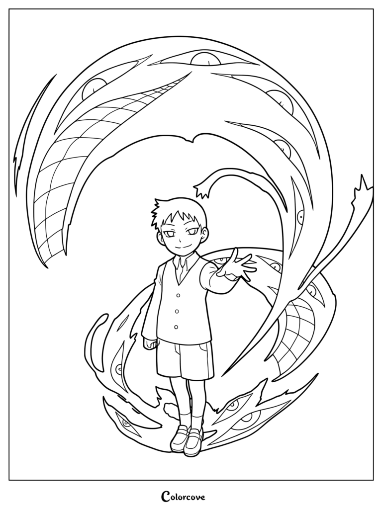 Coloriage de Pride sous les traits du jeune Selim Bradley dans Fullmetal Alchemist: Brotherhood.
