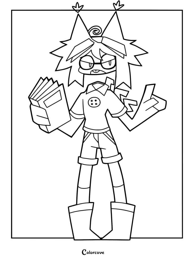 Kevin from Fundamental Paper Education holding a book in this printable coloring page