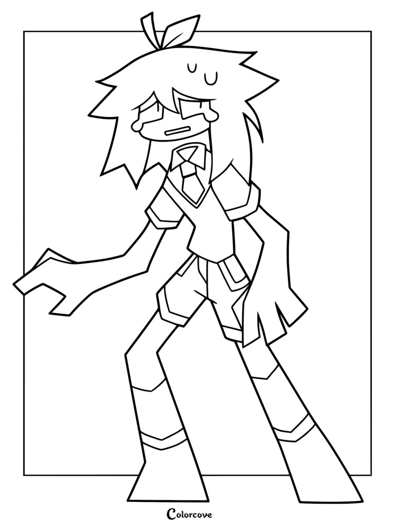 A printable coloring page featuring Abbie from Fundamental Paper Education, depicted with a distressed expression, tears streaming down his face, and messy hair in a simple line art style.