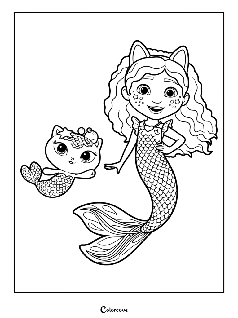 Gabby as a magical mermaid posing next to Mercat