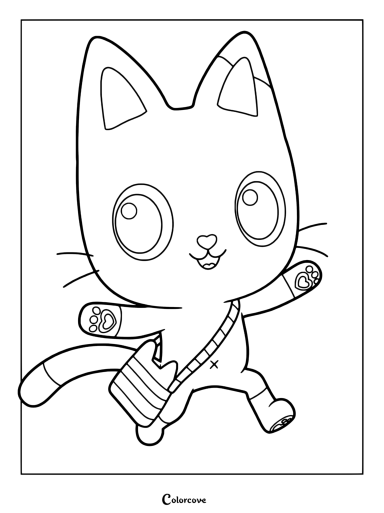 Pandy Paws from Gabby's Dollhouse wearing his signature Pandy Pack coloring page