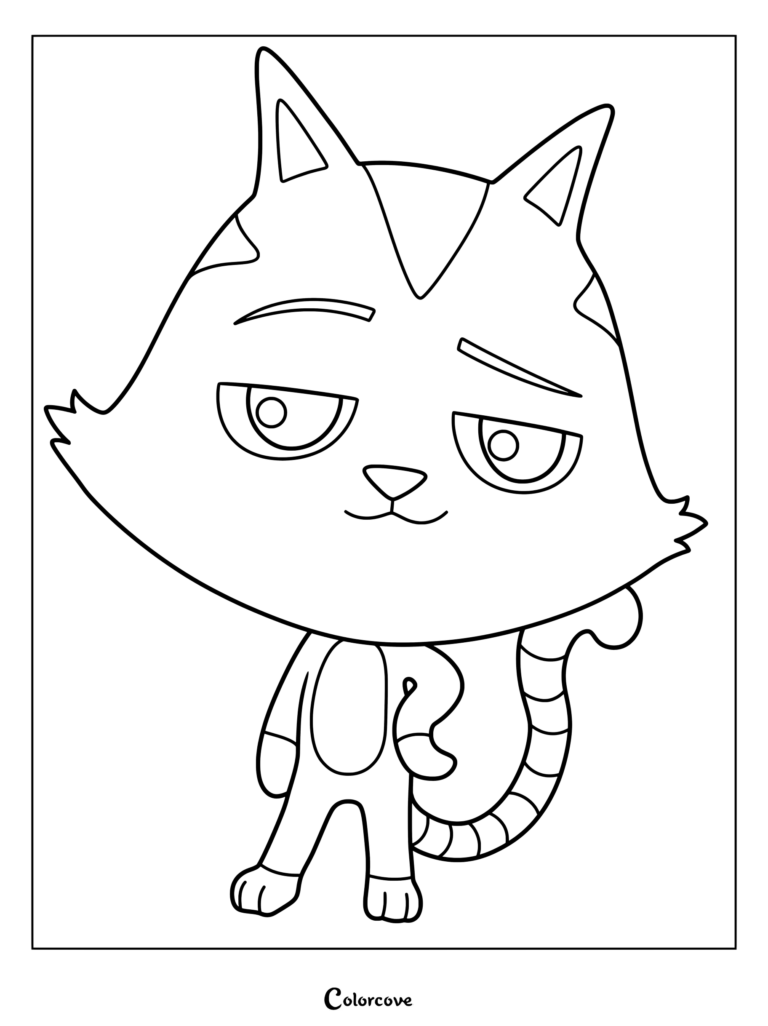 CatRat smiling with his striped tail in a printable coloring page