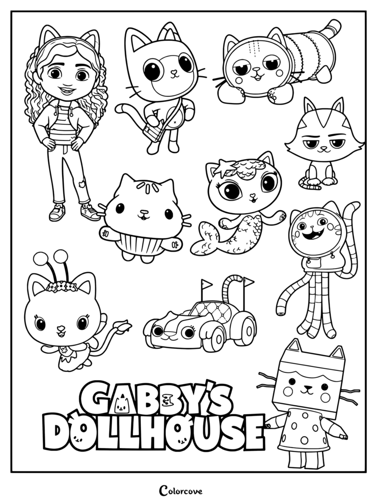 Gabby and her cute feline friends pose together.