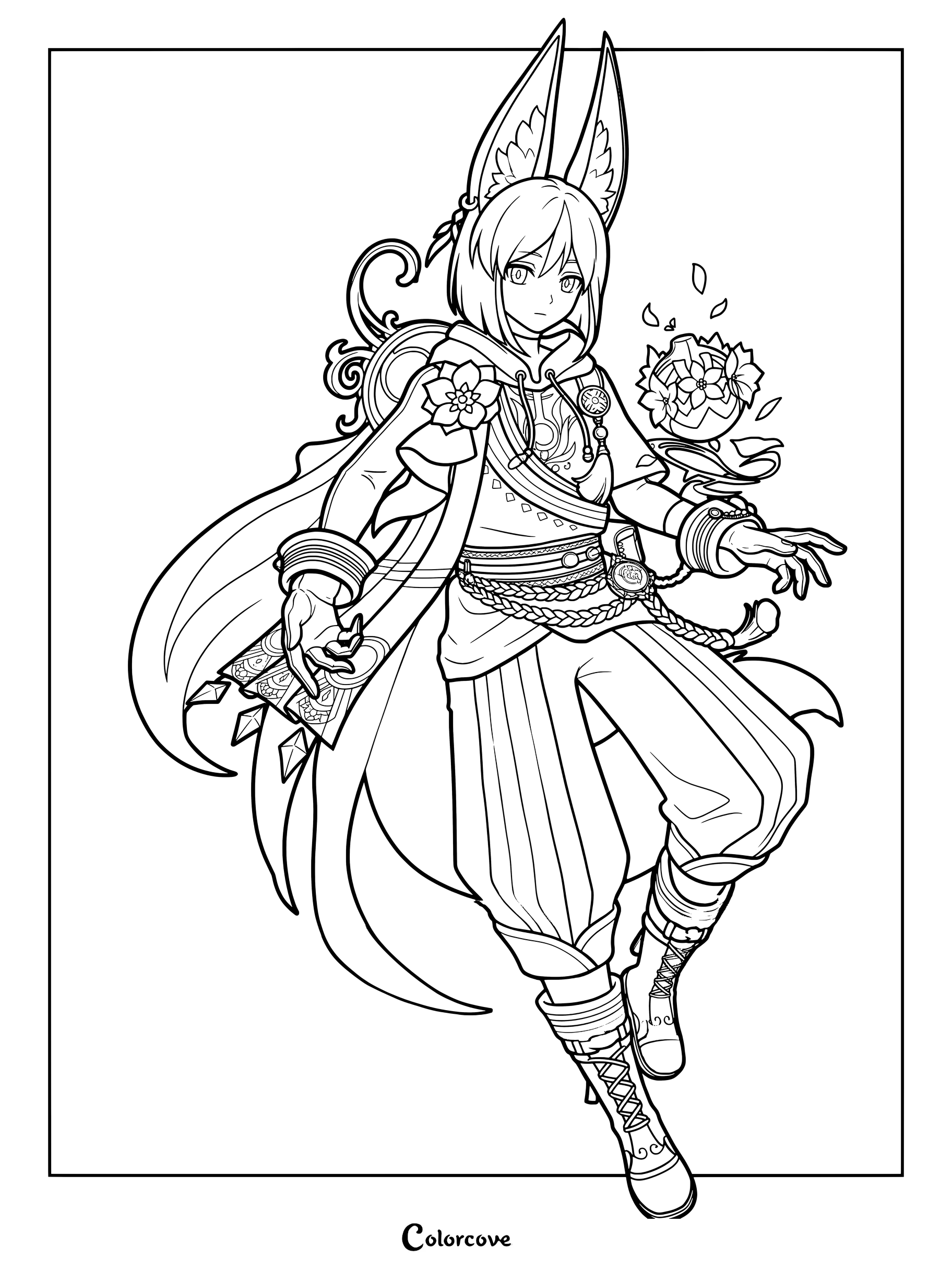 Tighnari Valukashuna in Genshin Impact coloring page.