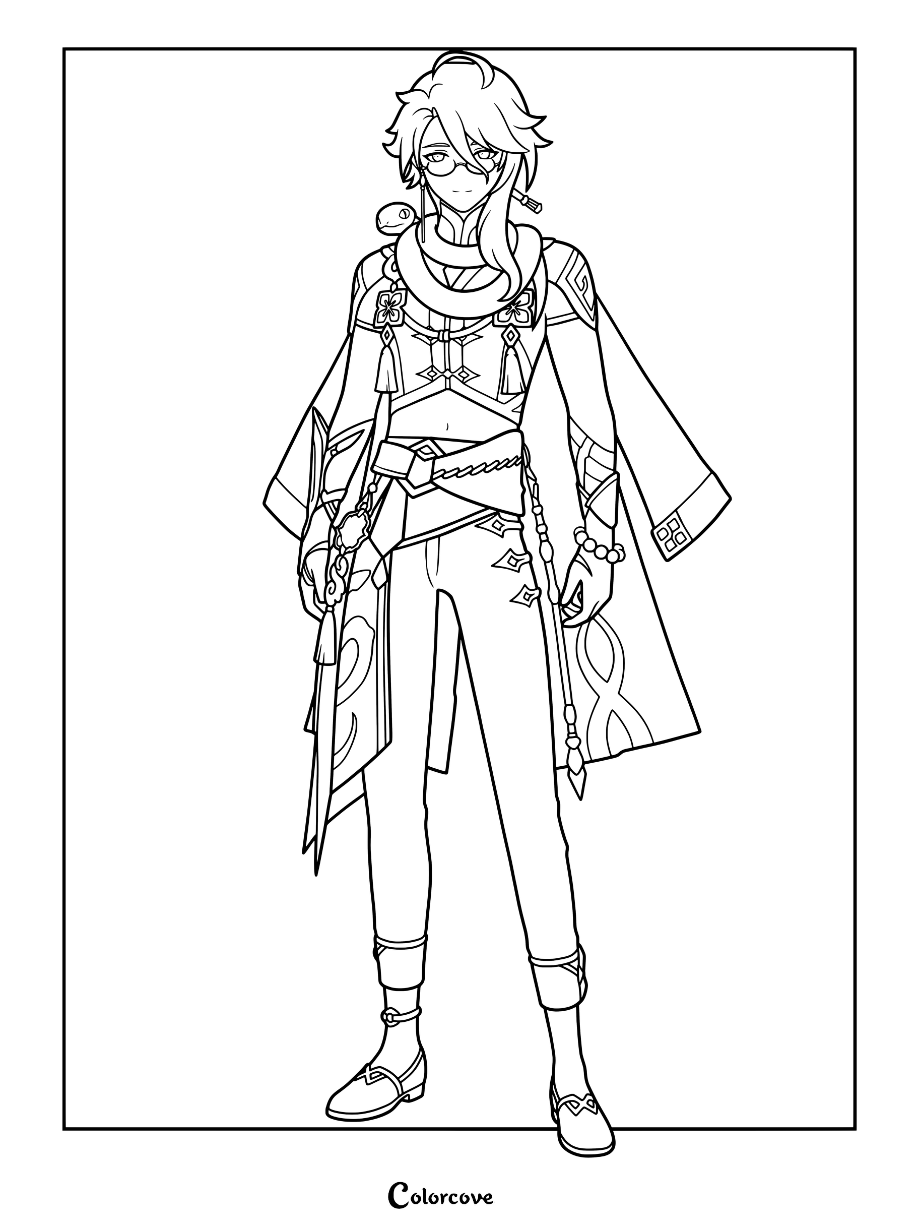 Baizhu coloring page from Genshin Impact.