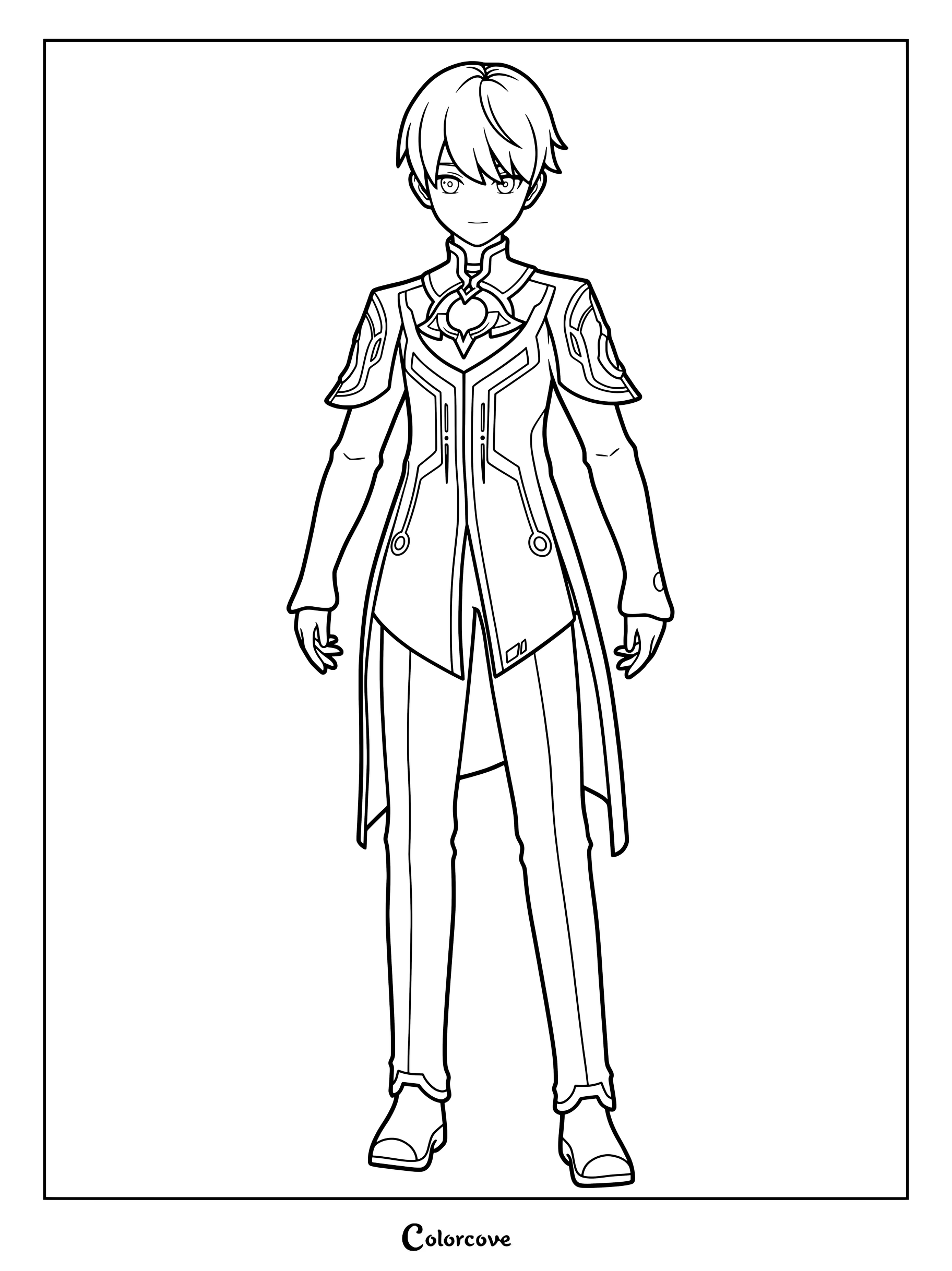 Wonderland Manekin coloring page from Genshin Impact featuring character line art.