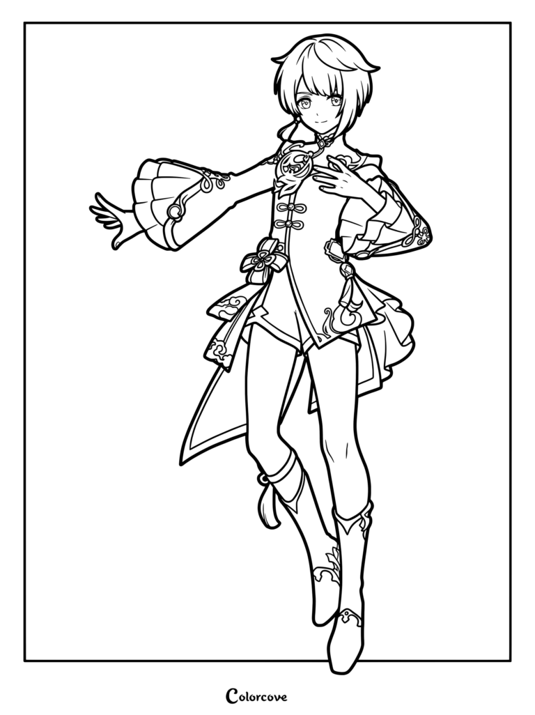 Xinyan coloring page from Genshin Impact.