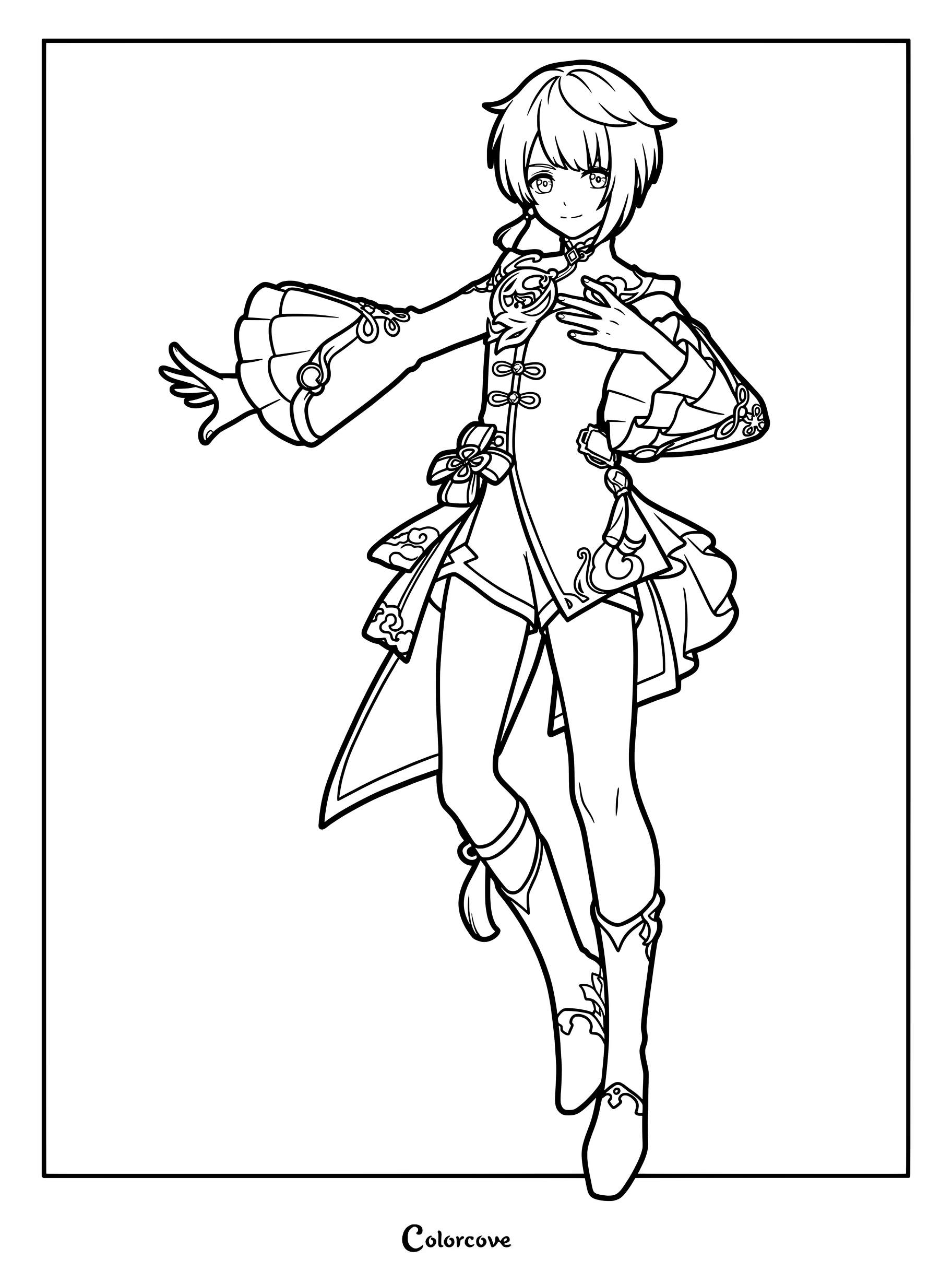 Xinyan coloring page from Genshin Impact.