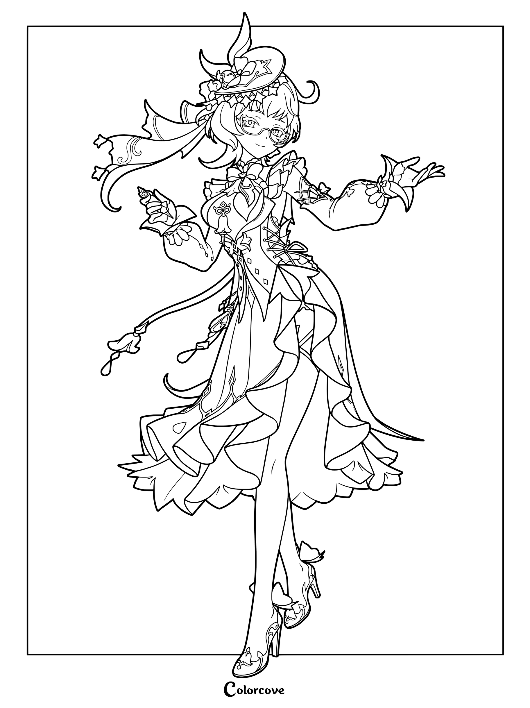 Emilie coloring page from Genshin Impact.