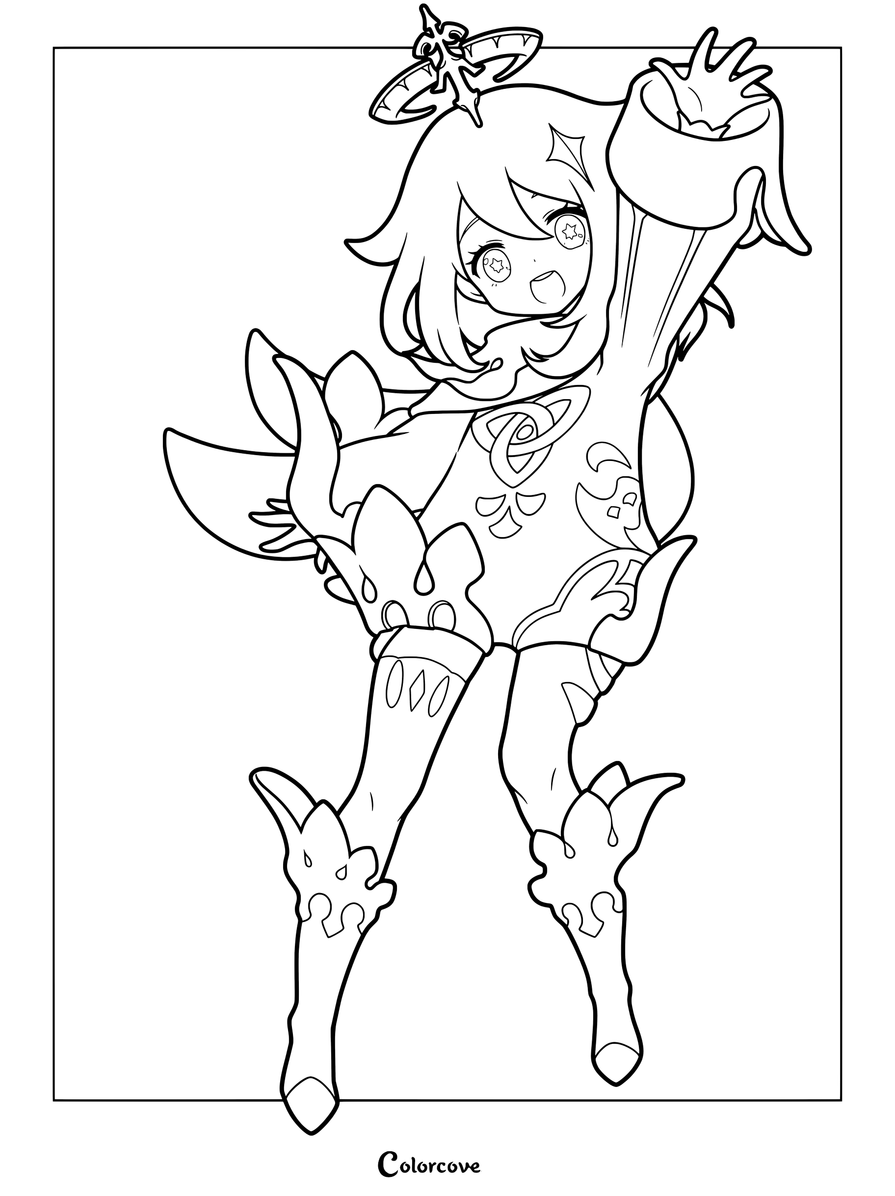 Paimon coloring page from Genshin Impact.