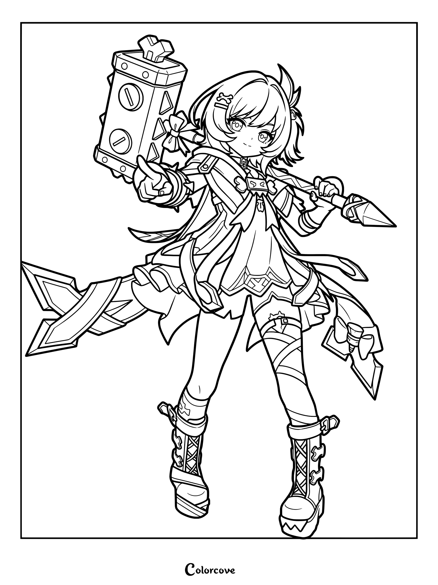Prune coloring page from Genshin Impact.