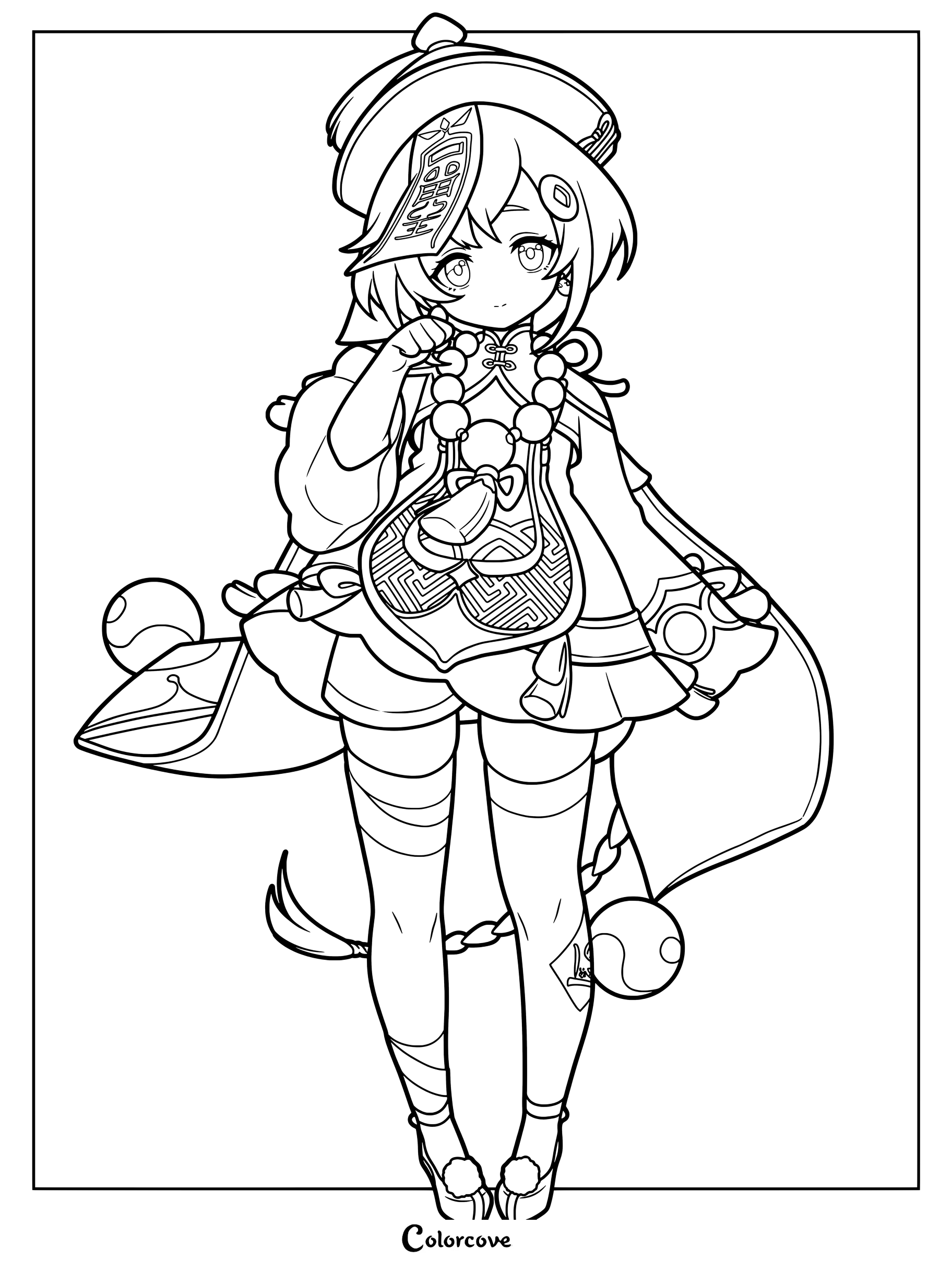 Qiqi coloring page from Genshin Impact