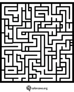 Printable maze coloring page for kids by ColorCove.org. Fun activity to challenge young minds and boost problem-solving skills.