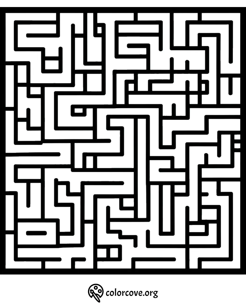 Printable maze coloring page for kids by ColorCove.org. Fun activity to challenge young minds and boost problem-solving skills.