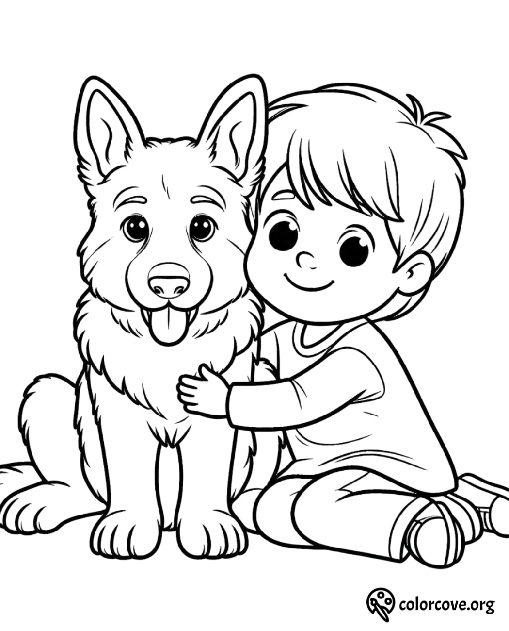 a cartoon of a boy and a dog