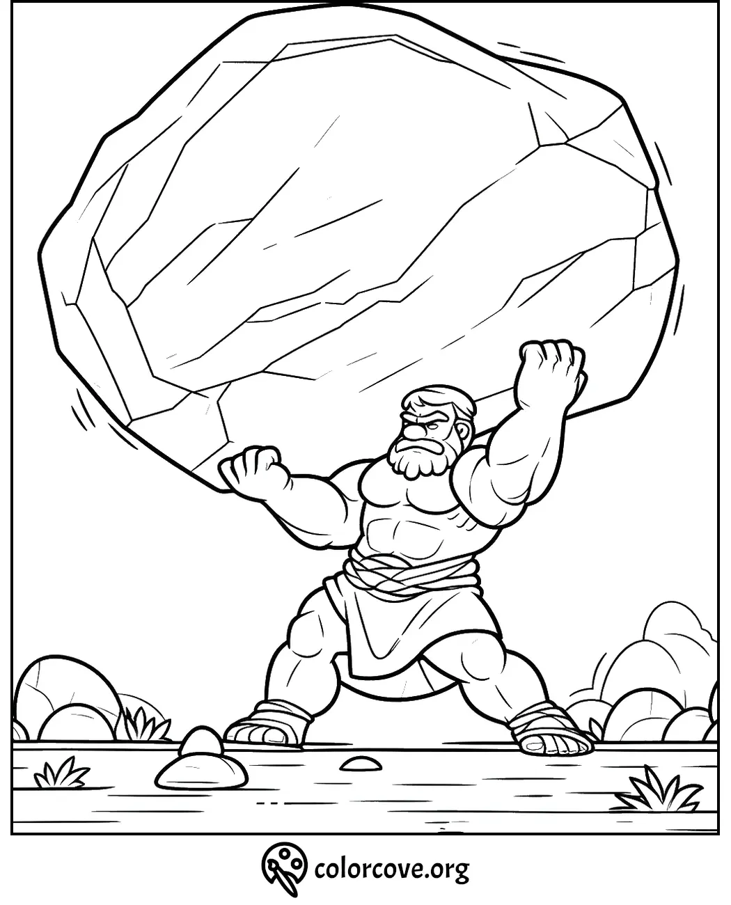 a cartoon of a man lifting a large rock