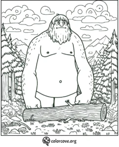 a cartoon of a man holding a log