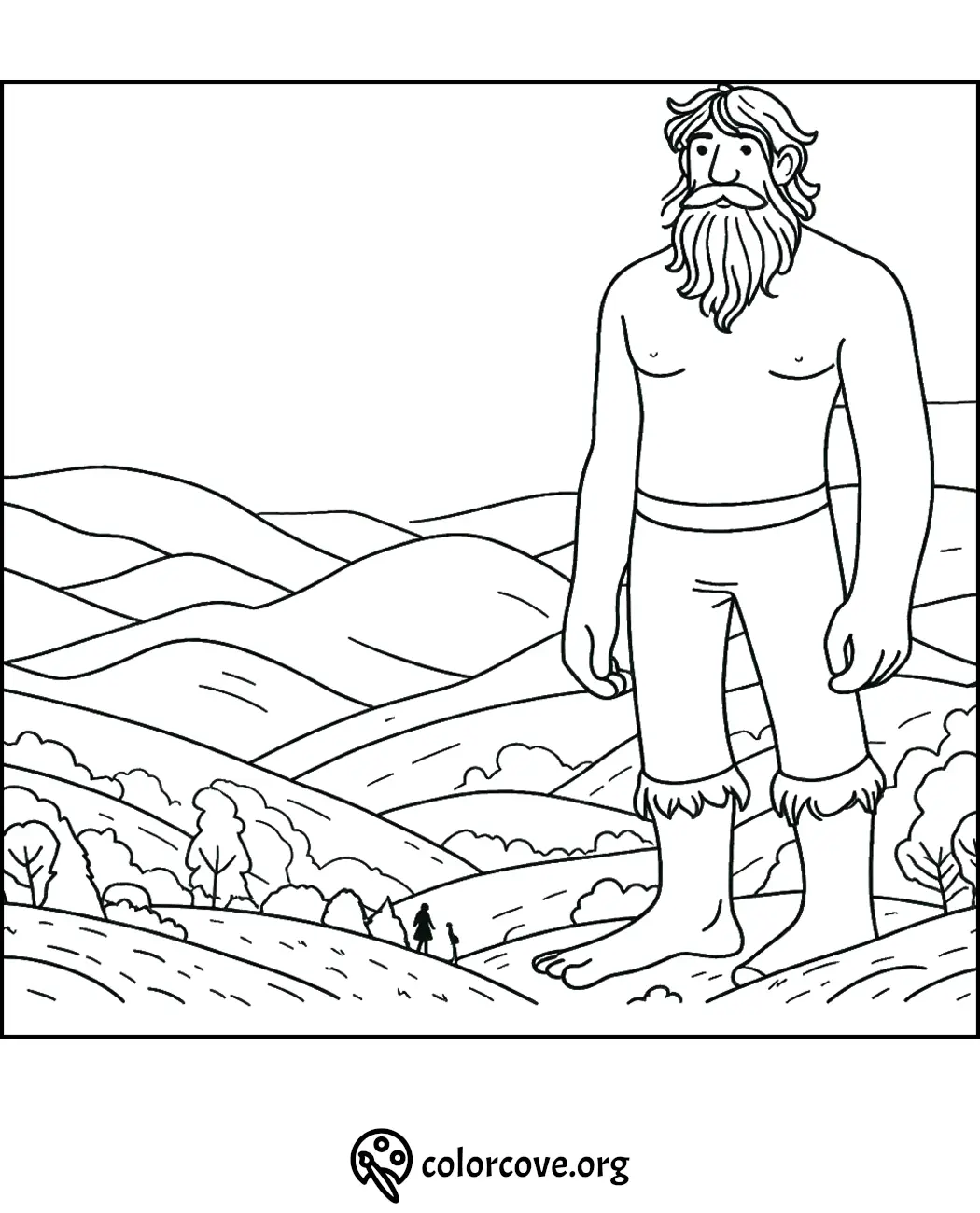 a coloring page of a man with a beard