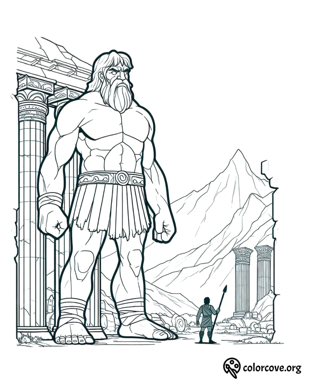 a drawing of a giant man