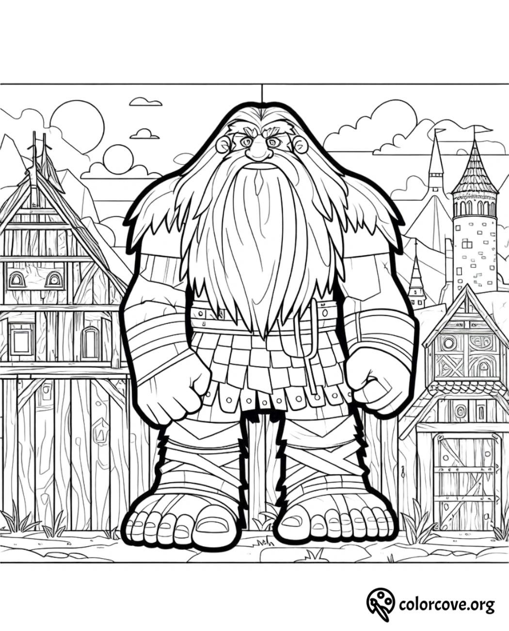 a cartoon character in a black and white coloring page