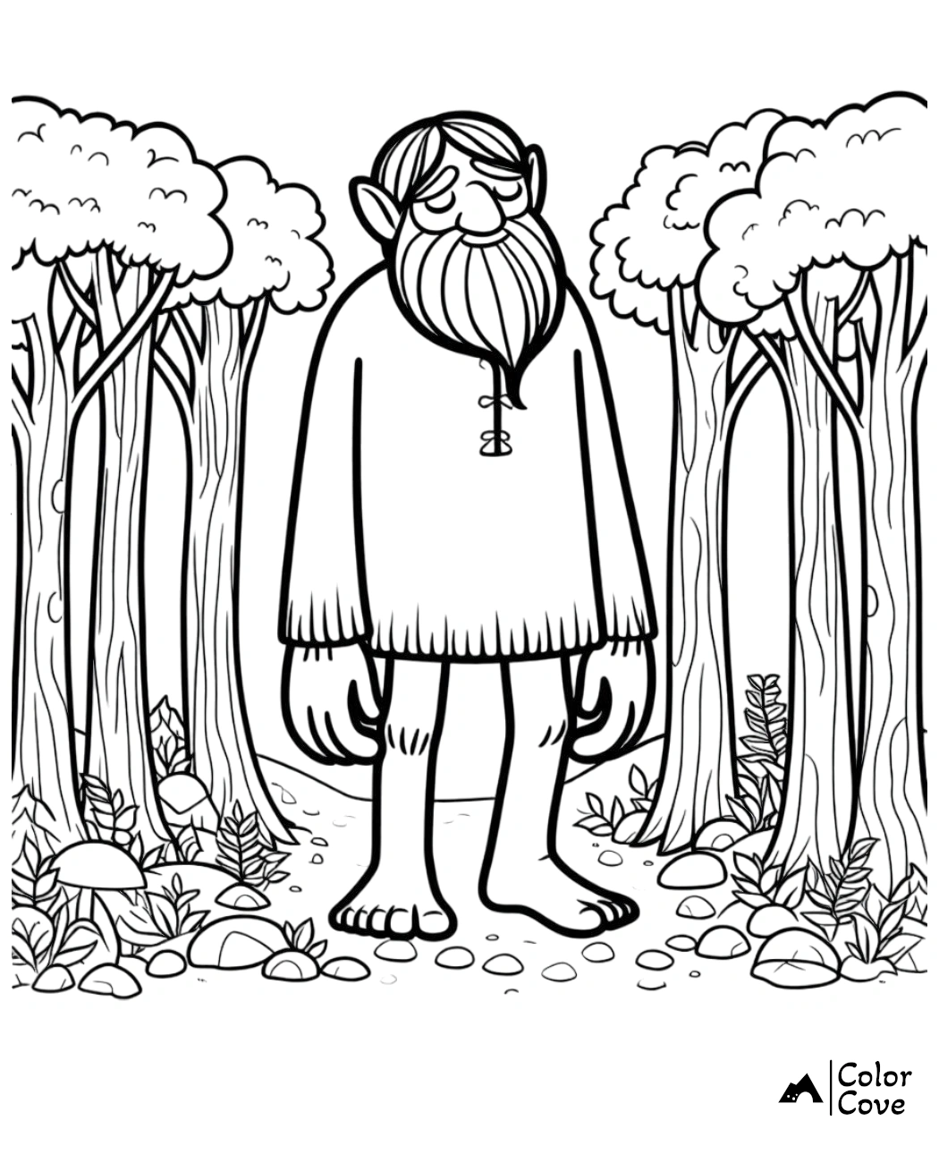 a cartoon of a man in a forest