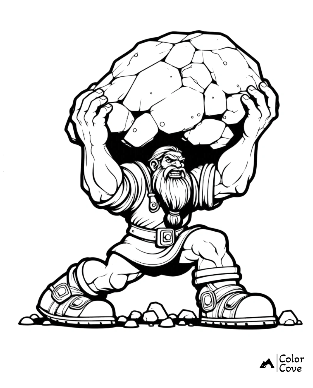 a cartoon of a man carrying a large rock