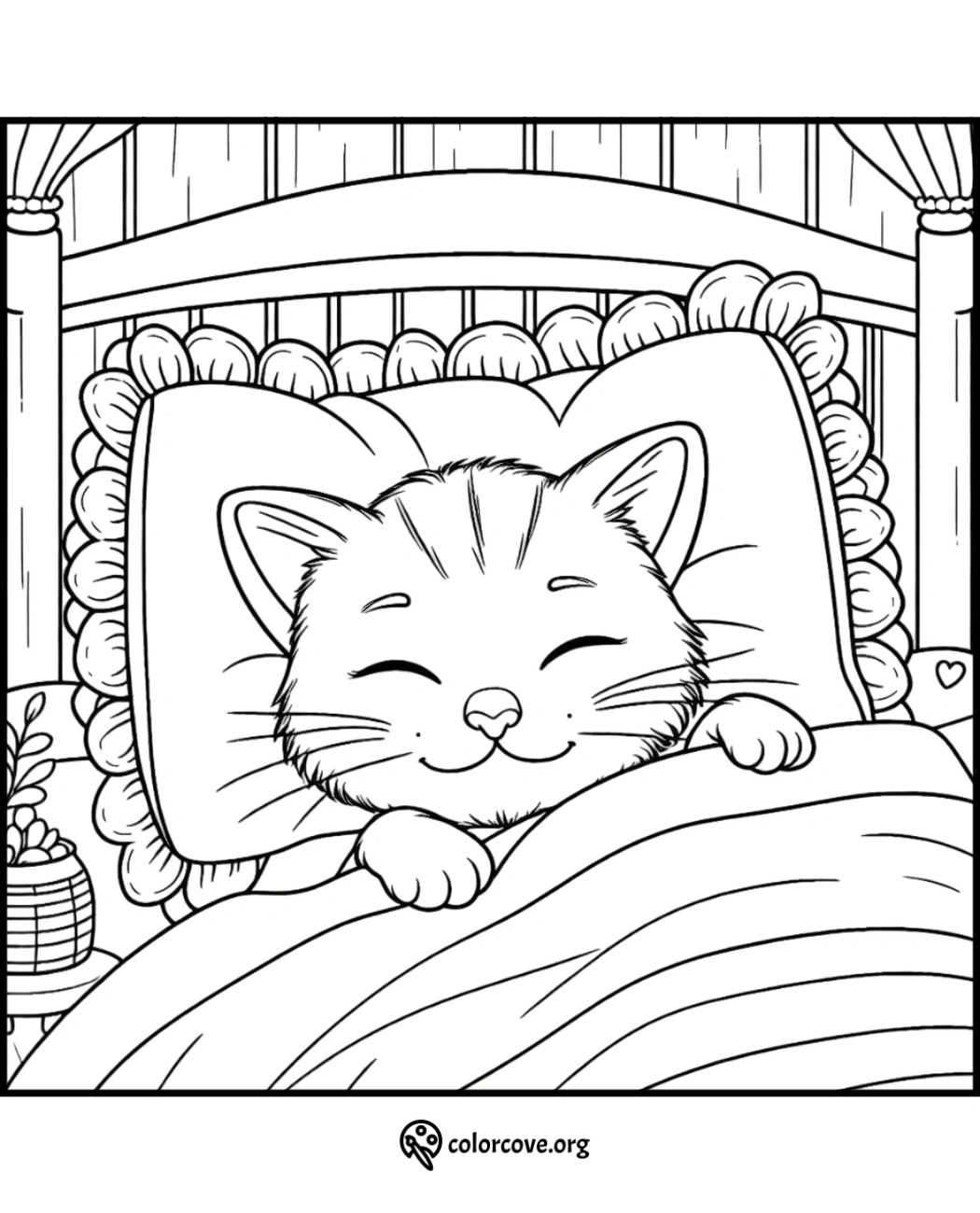 a cat lying in bed