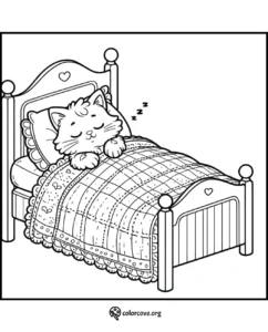 a cat sleeping on a bed