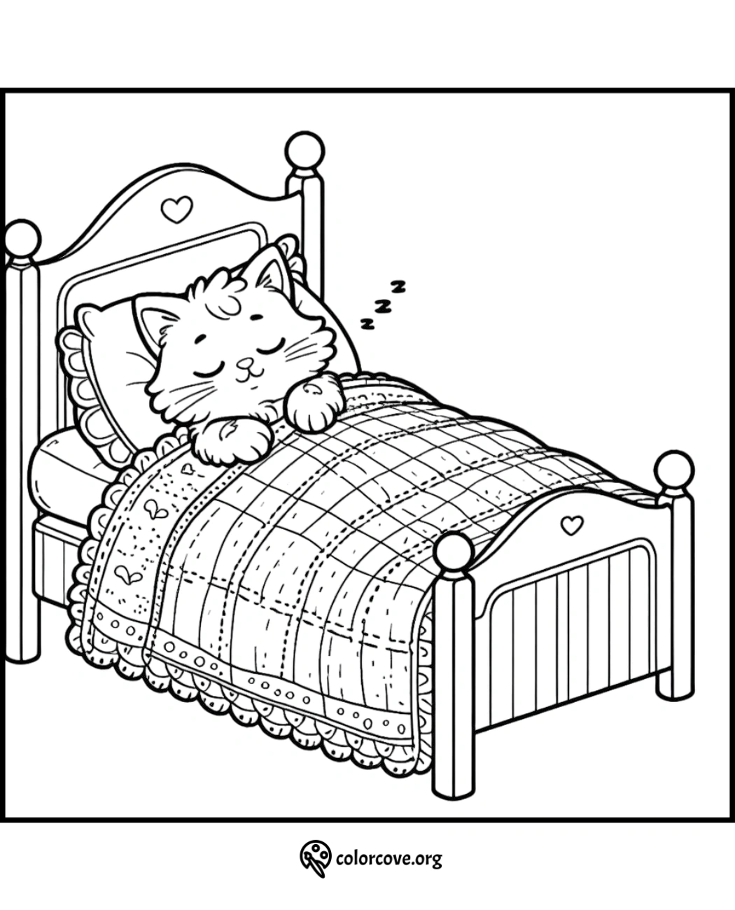 a cat sleeping on a bed