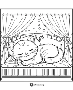 a cat sleeping on a bed