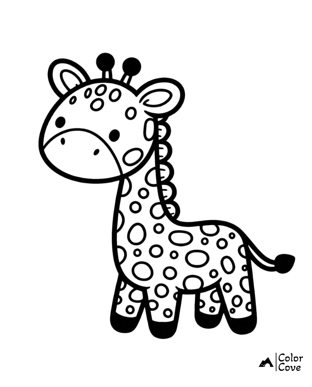 a black and white drawing of a giraffe