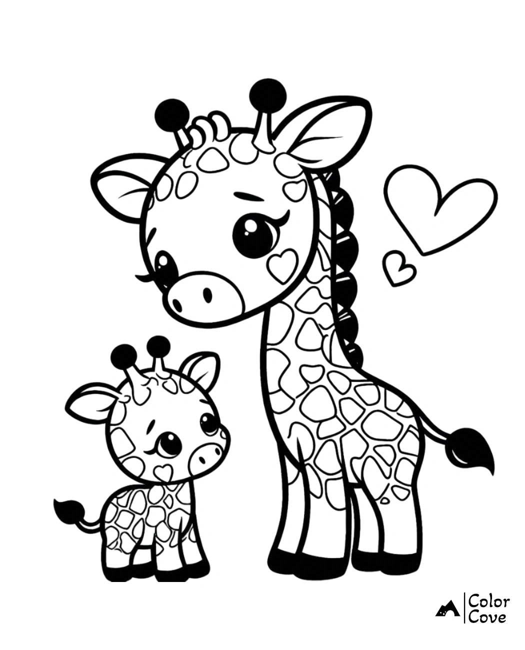 a giraffe and baby giraffe coloring page