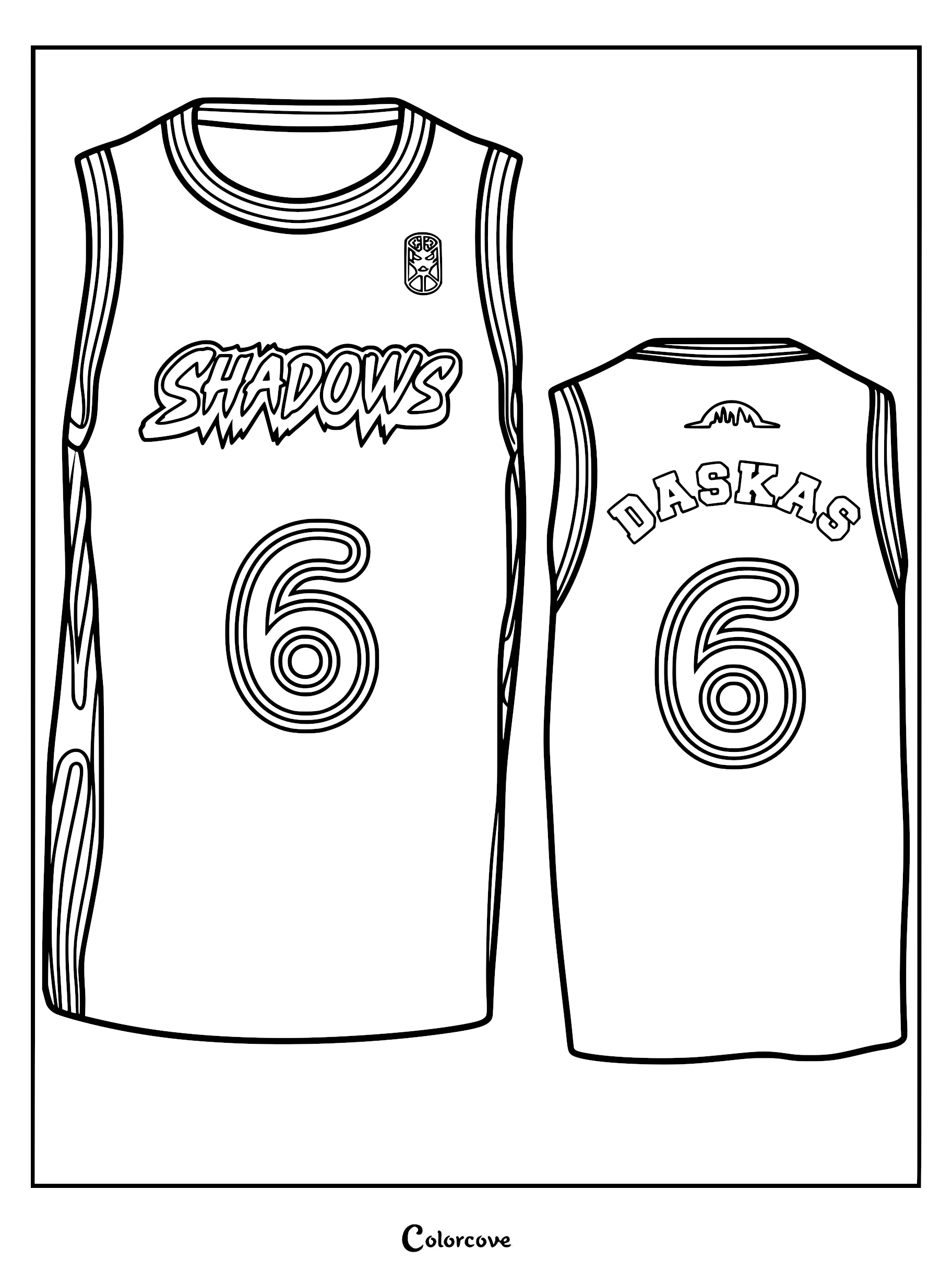 Goat Movie basketball Shadows jersey coloring page.